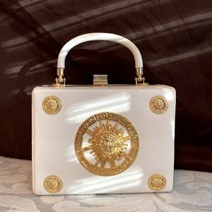 White Purse with Gold Accents